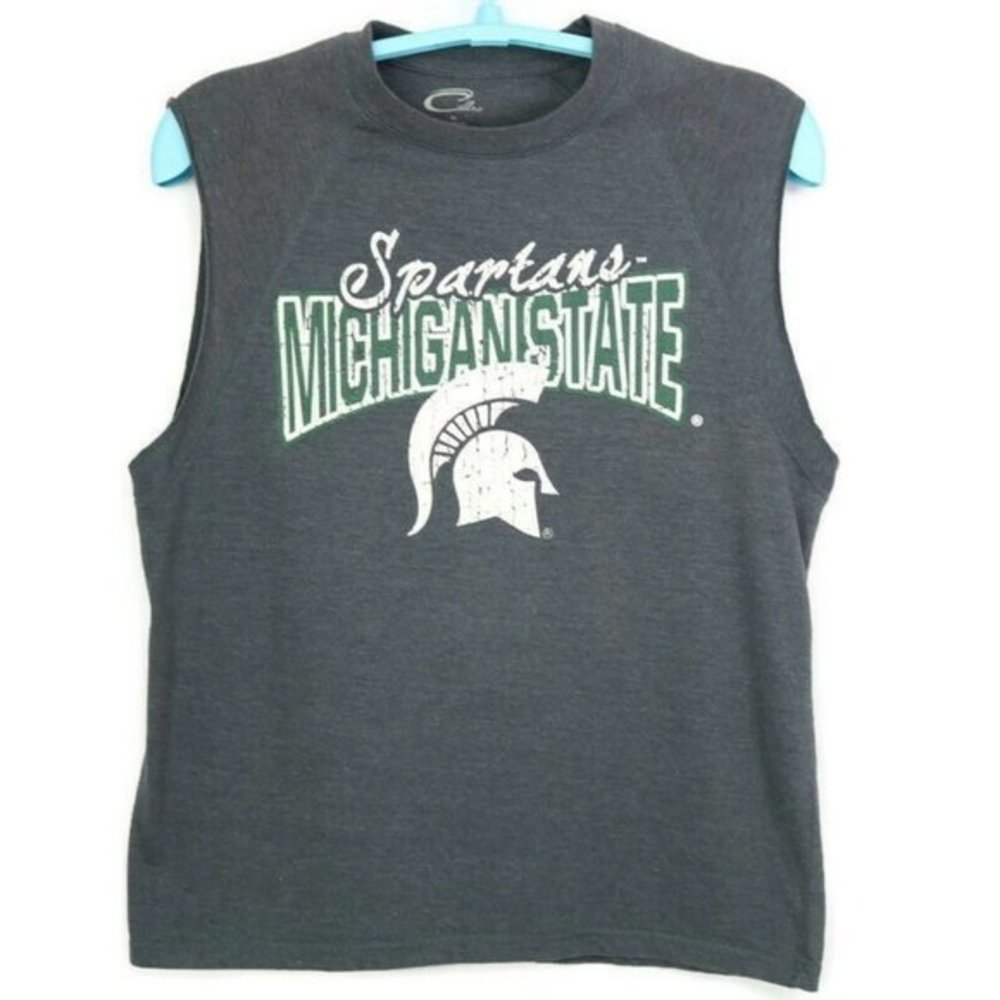 Michigan State Spartans Football T-Shirt Shirt‎ Grey Sleeveless XL